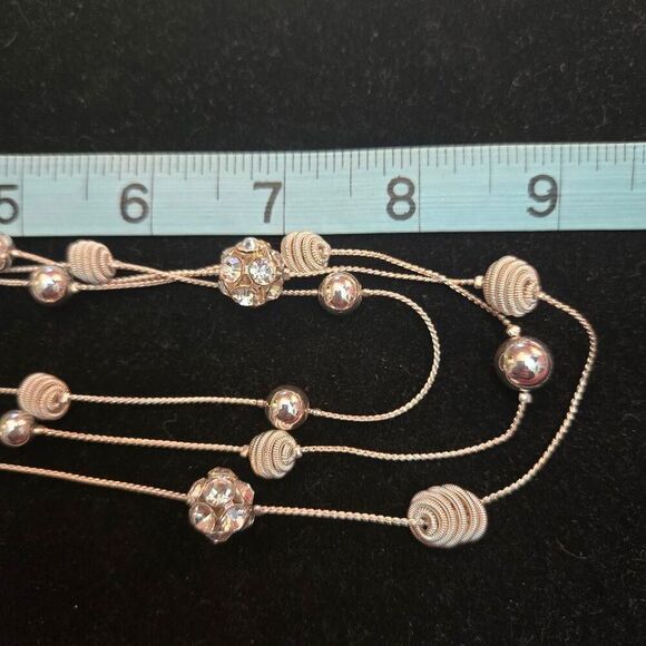 NWOT Silver 3 strand Mix Bead Necklace - Picture 6 of 8